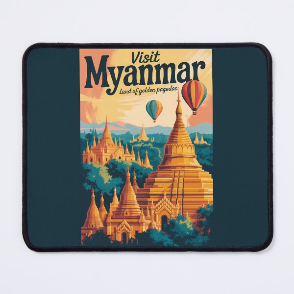 Item preview, Myanmar Pagodas Illustration Travel Art Vintage designed and sold by KrisSidDesigns.