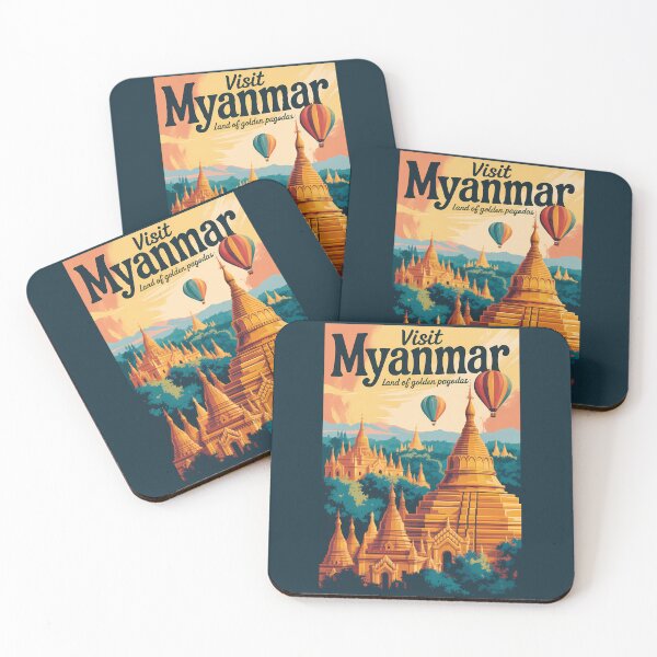 Item preview, Myanmar Pagodas Illustration Travel Art Vintage designed and sold by KrisSidDesigns.