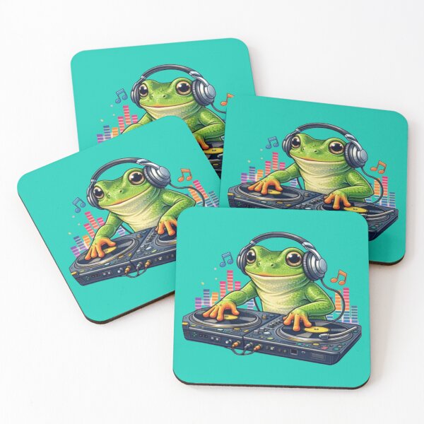 Item preview, Grenouille DJ on the turntables designed and sold by FroggyOnly.