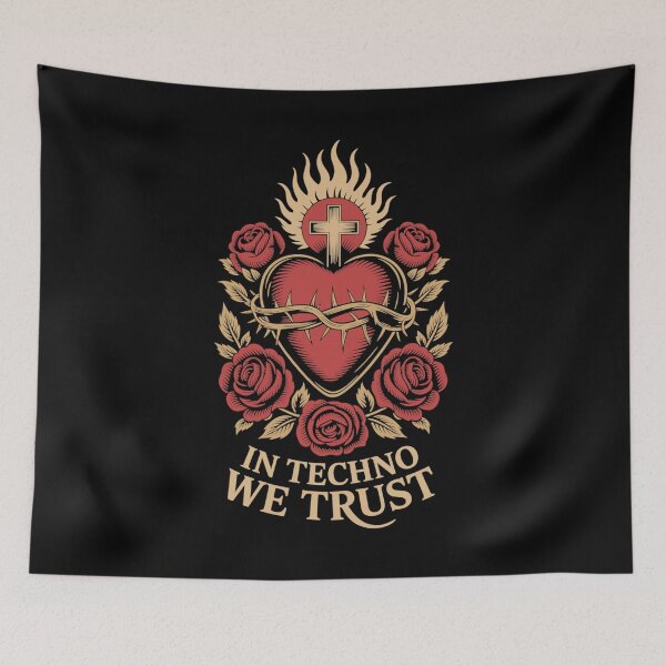 Item preview, In Techno We Trust Sacred Heart – Bold Gothic Rave Graphic designed and sold by paulo silveira.