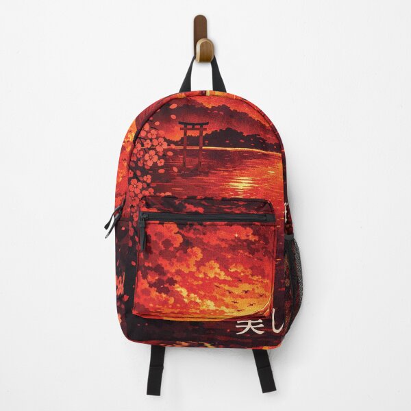 Item preview, Beautiful Japan Red Sunset Poster – Mount Fuji Sakura Lake Wall Art Print designed and sold by Gold Turtle Lina.