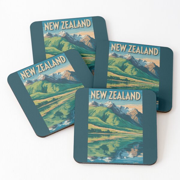 Item preview, New Zealand Landscape Illustration Travel Art Vintage designed and sold by KrisSidDesigns.