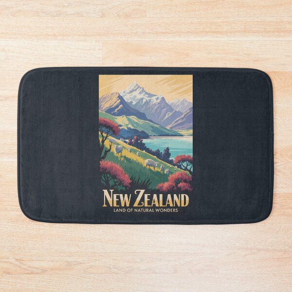 Item preview, New Zealand Sheep Illustration Travel Art Vintage designed and sold by KrisSidDesigns.