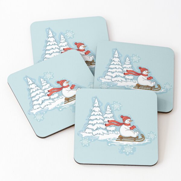 Item preview, Snowman in a sled with a fluttering red scarf designed and sold by Mevissart.