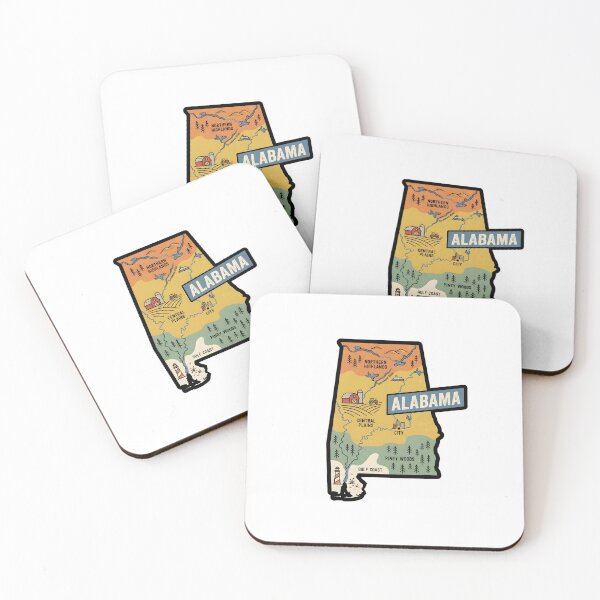 Item preview, Alabama Illustrated Map – Retro State Regions & Landmarks designed and sold by Paper Drip.