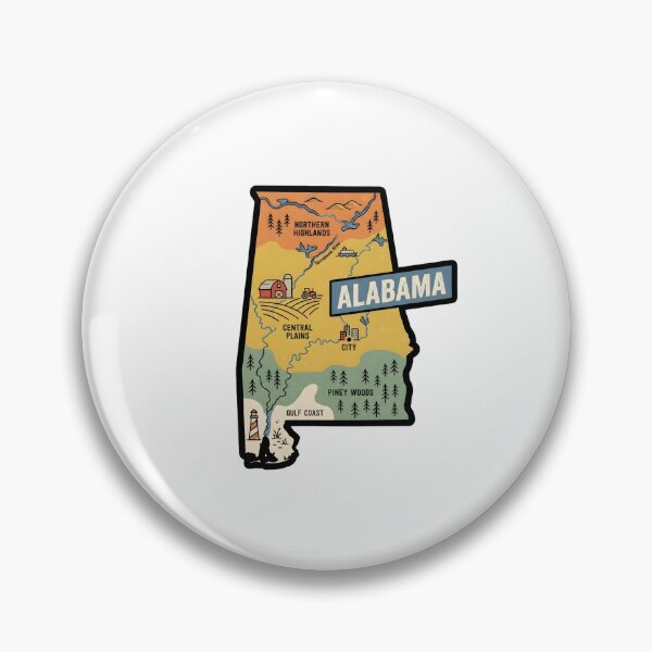 Item preview, Alabama Illustrated Map – Retro State Regions & Landmarks designed and sold by Paper Drip.