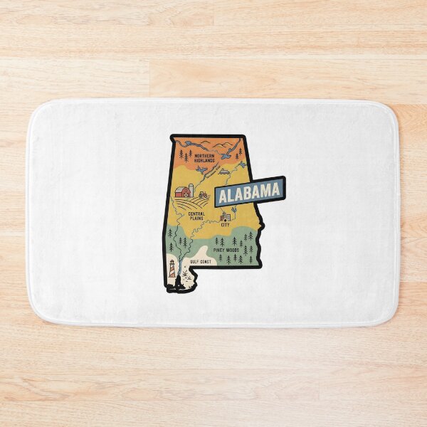 Item preview, Alabama Illustrated Map – Retro State Regions & Landmarks designed and sold by Paper Drip.