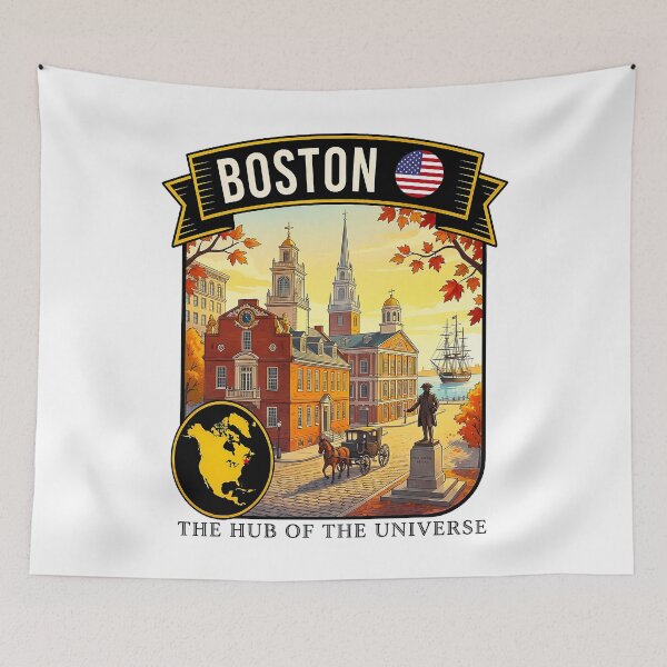 Item preview, Boston Massachusetts The Hub of the Universe Vintage Art designed and sold by sky11PP.