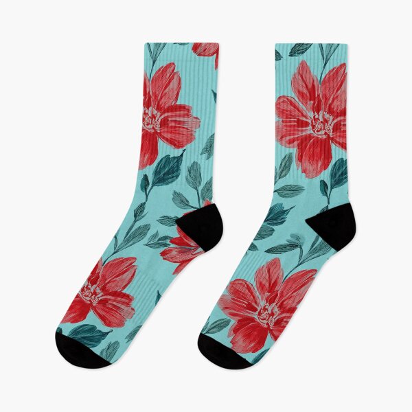 Item preview, Red Floral Teal Seamless Pattern designed and sold by SassyArtistry.