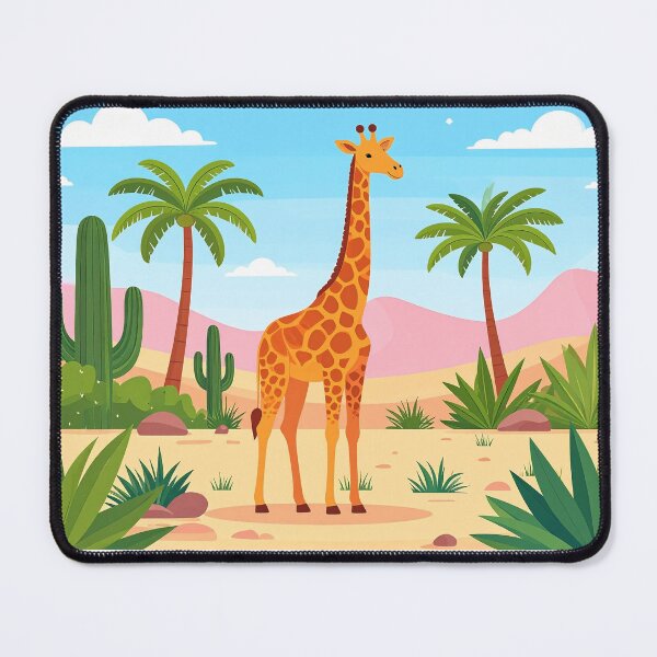 Item preview, Giraffe in the tropics, a desert with palm trees and cacti designed and sold by Mevissart.