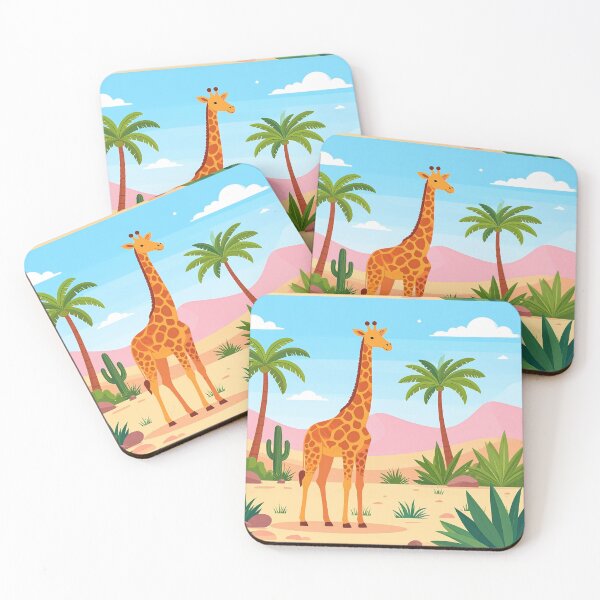 Item preview, Giraffe in the tropics, a desert with palm trees and cacti designed and sold by Mevissart.