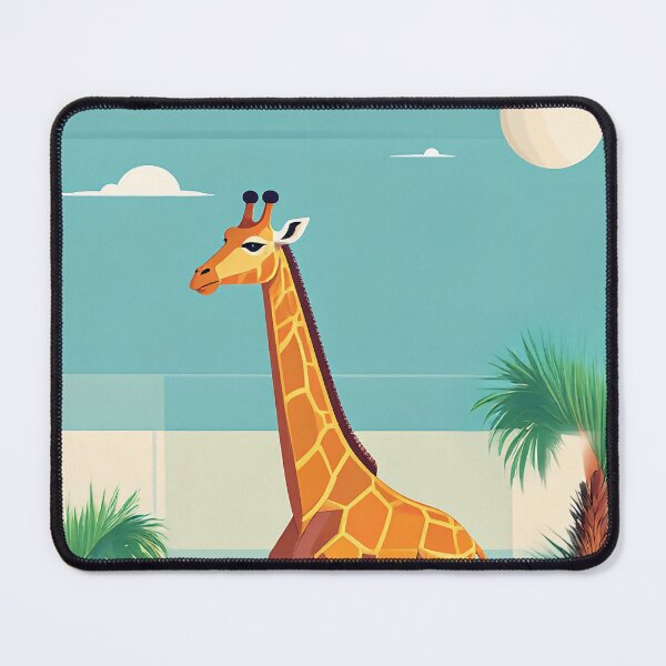 Item preview, Giraffe the backdrop of a desert with palm trees and cacti designed and sold by Mevissart.