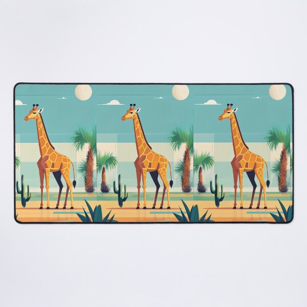 Item preview, Giraffe the backdrop of a desert with palm trees and cacti designed and sold by Mevissart.