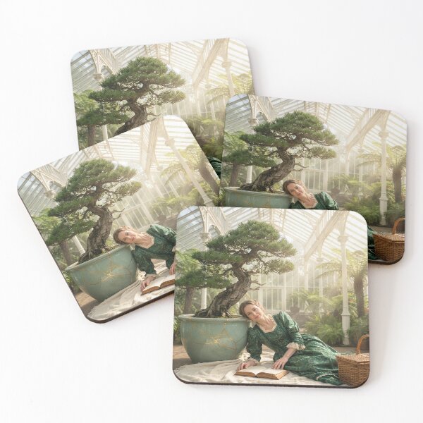 Item preview, Woman Reading in a Greenhouse Under Bonsai Tree designed and sold by Tridentulus.