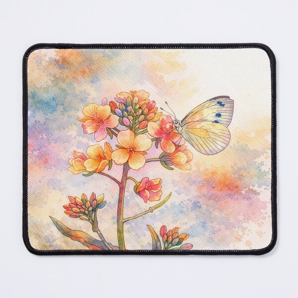 Item preview, Spring Nanohana and White Butterfly - Japanese Watercolor designed and sold by dot think.