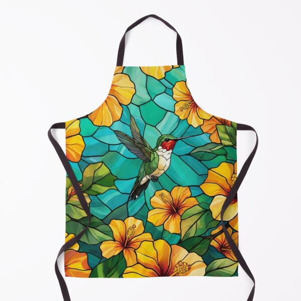 Item preview, Stained glass window: Hummingbird among Yellow Hibiscus designed and sold by Ciervo Primavera.