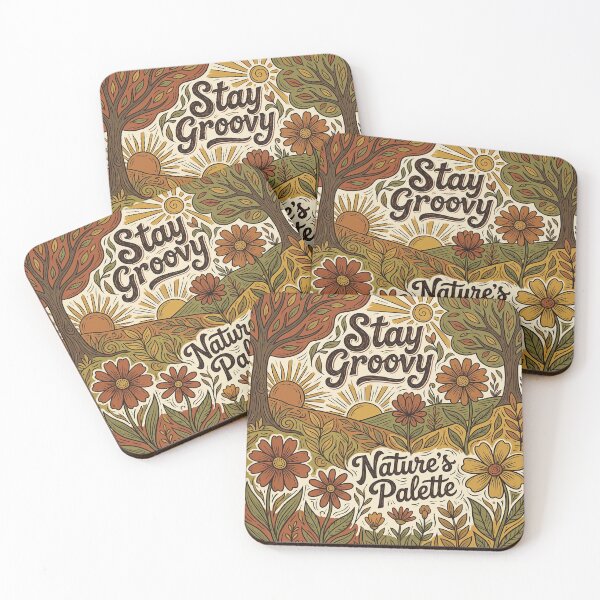 Item preview, Stay Groovy Nature's  Retro Floral Landscape designed and sold by BrickByDream.