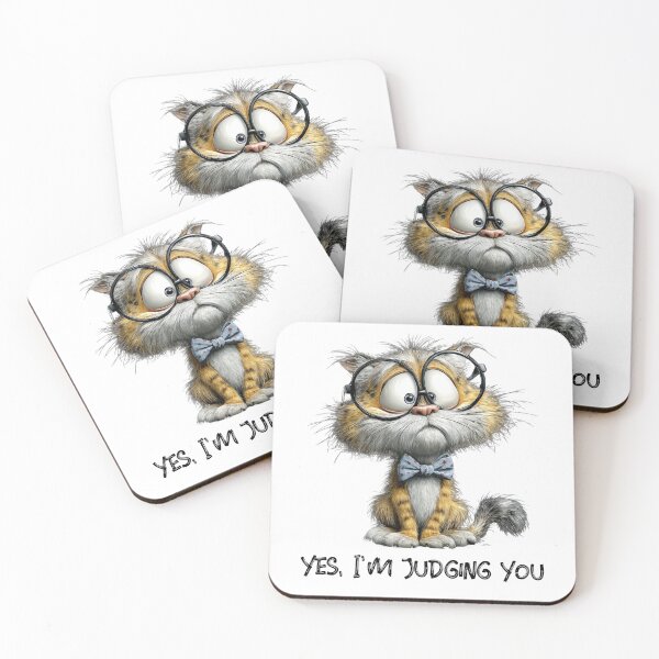 Item preview, Yes, I’m Judging You – Nerd Cat with Glasses | Funny Smart Cat Illustration designed and sold by DigiWoosh.