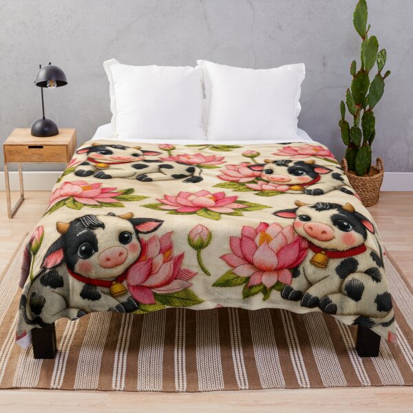Item preview, Whimsical Cow and lotus Flower Pattern designed and sold by scicilysimonee.