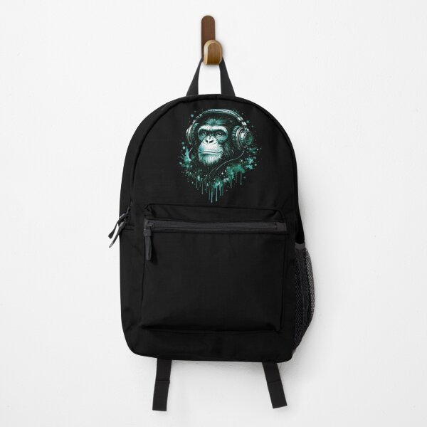 Item preview, Chimpanzee With Headphones – Urban Street Art Monkey DJ Black & White Graphic Tee designed and sold by Teetreasure2.