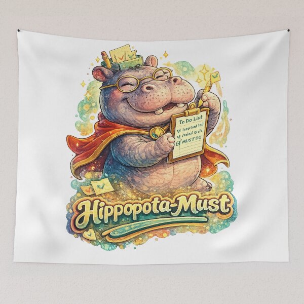 Item preview, Hippopota-Must Cute Pun – Funny Hippo To-Do List Illustration | Whimsical Productivity Animal Art designed and sold by StrayaDesign.
