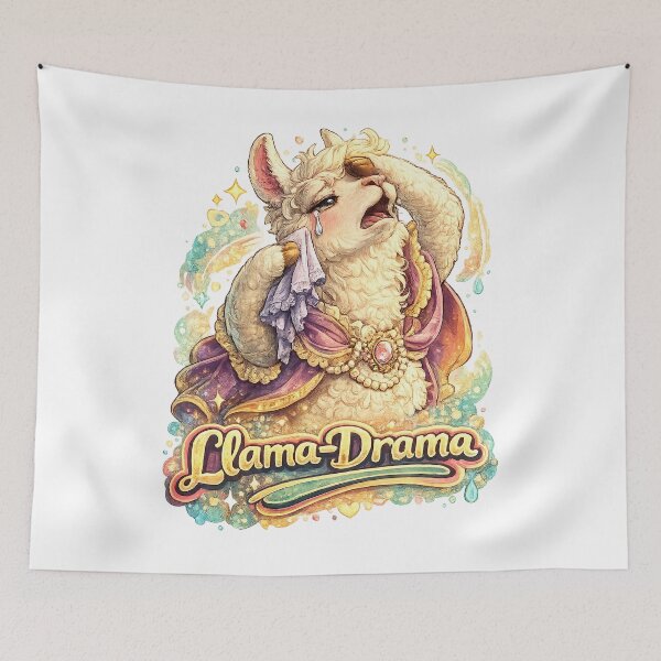 Item preview, Llama-Drama – Cute Dramatic Llama Pun | Funny Emotional Animal Illustration designed and sold by StrayaDesign.