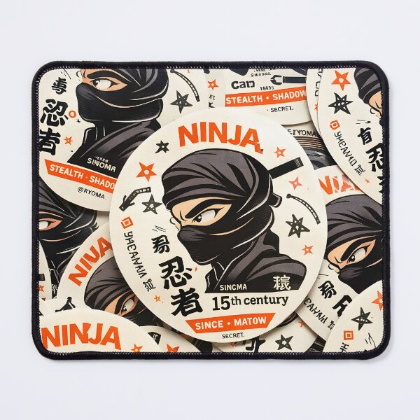 Item preview, Retro Ninja Badge Sticker Design designed and sold by Matinez Pink.