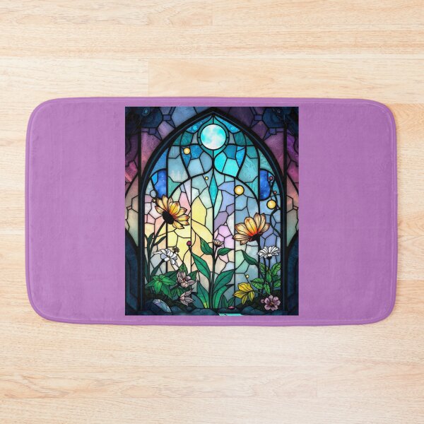 Item preview, Gothic Arch Yellow Flowers Stained Glass designed and sold by Sachie's Studio.