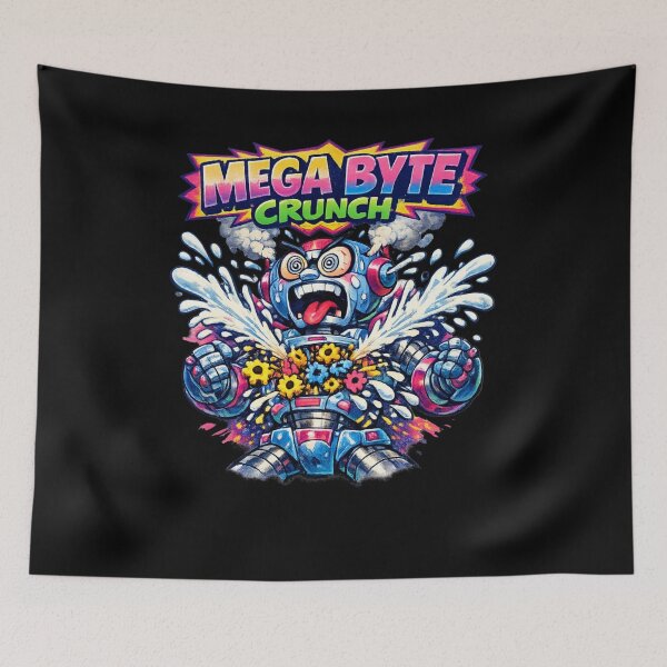 Item preview, Mega Byte Crunch Robot Cereal Parody – 90s Cartoon Arcade Graphic Tee designed and sold by JonelCrafts.