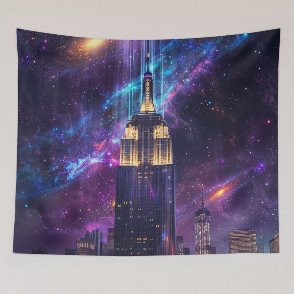 Item preview, Skyscraper Tower Cityscape Cosmic Art designed and sold by QuantumDrift.
