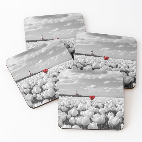 Item preview, Red Tulip in a Black and White Field designed and sold by PixelVibe782.