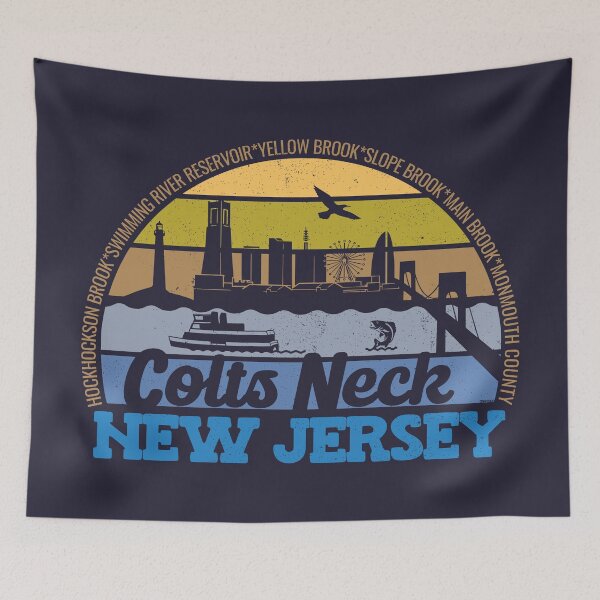 Item preview, Colts Neck New Jersey Sunset Retro Vintage Local Pride Logo designed and sold by CRHPOD20.