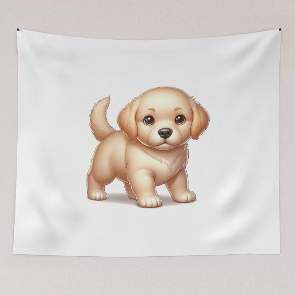 Item preview, Cute golden retriever puppy standing playfully with a cheerful expression. designed and sold by cave-canvas.