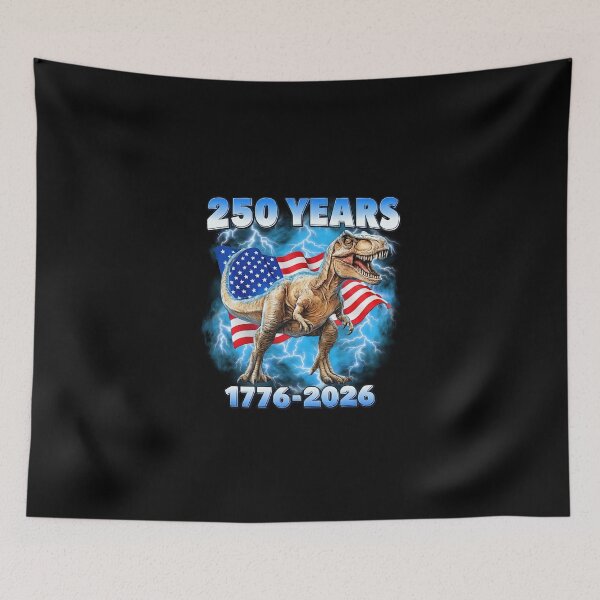 Item preview, USA 250 Years 1776-2026 Dinosaur America Flag designed and sold by HeatherCWolf.