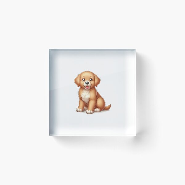 Item preview, A cute golden retriever puppy sitting happily with a joyful expression. designed and sold by cave-canvas.