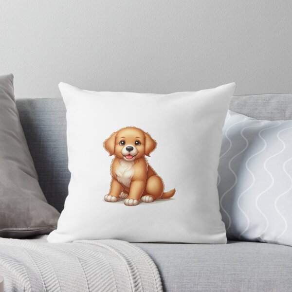 Item preview, A cute golden retriever puppy sitting happily with a joyful expression. designed and sold by cave-canvas.