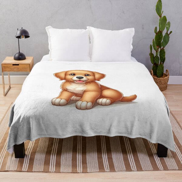 Item preview, A cute golden retriever puppy sitting happily with a joyful expression. designed and sold by cave-canvas.