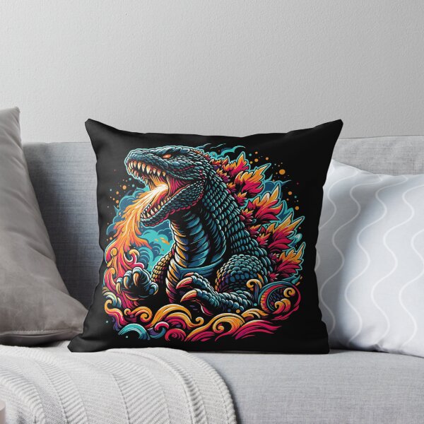 Item preview, Fierce dragon-like creature unleashes fire, surrounded by vibrant colors and dynamic waves. designed and sold by beast-net.