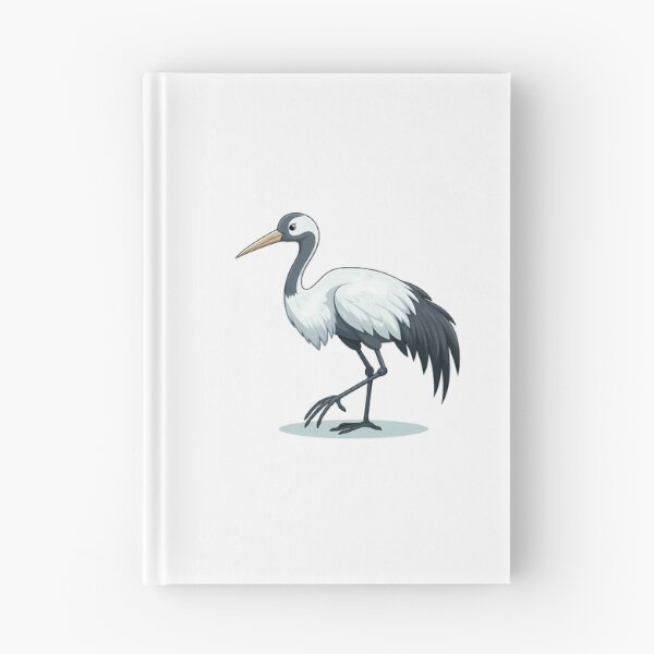 Item preview, A stylish cartoon crane stands gracefully on one leg, showcasing its elegant features and bold colors. designed and sold by cave-canvas.