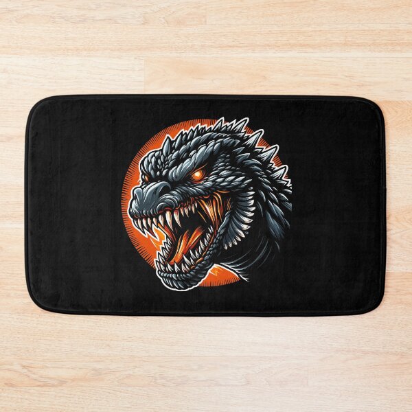 Item preview, A fierce dragon-like creature with sharp teeth and glowing eyes, set against an orange circular background. designed and sold by beast-net.