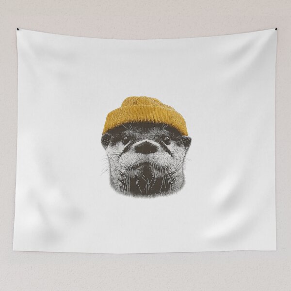 Item preview, Retro River Otter Wearing Beanie designed and sold by HeatherCWolf.