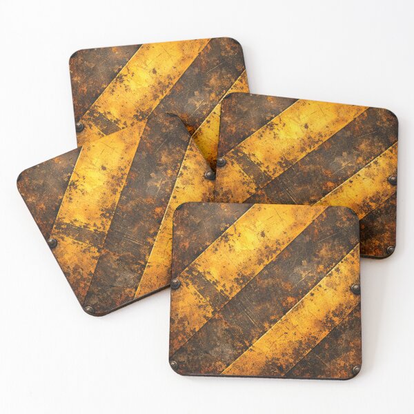 Item preview, Rusty Hazard Stripes Metal Plate designed and sold by Kaleidoscope Print.