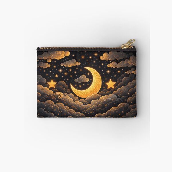 Item preview, Golden Crescent Moon Dreamy Celestial Night Sky designed and sold by CharmedVille.