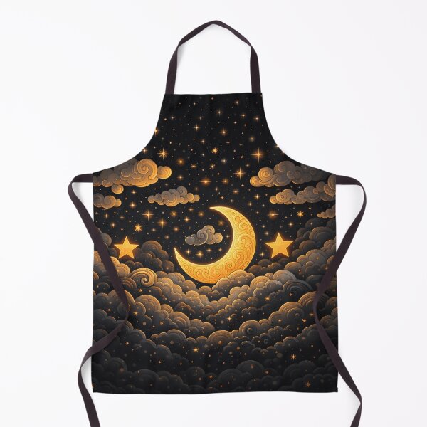 Item preview, Golden Crescent Moon Dreamy Celestial Night Sky designed and sold by CharmedVille.