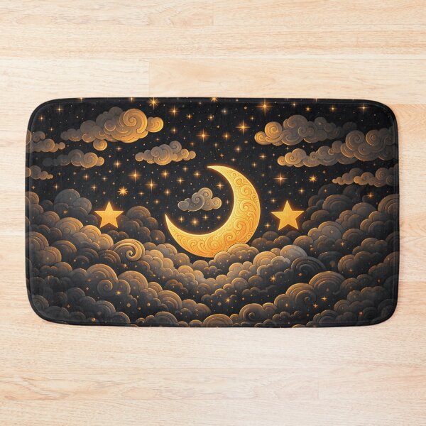 Item preview, Golden Crescent Moon Dreamy Celestial Night Sky designed and sold by CharmedVille.