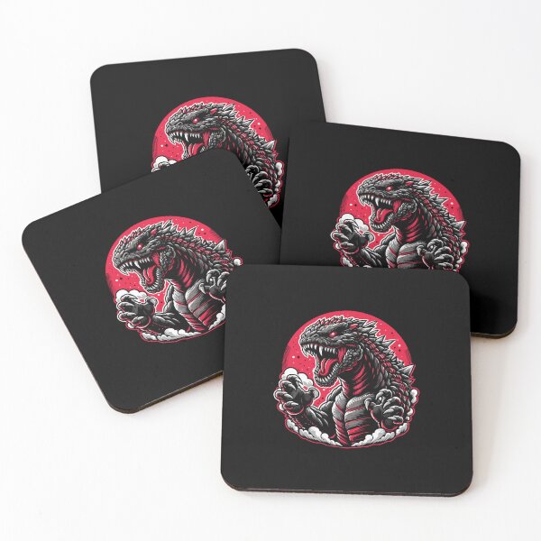 Item preview, A fierce, menacing dragon-like creature roaring against a vibrant red backdrop. designed and sold by beast-net.