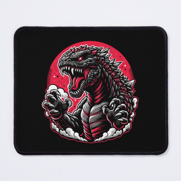 Item preview, A fierce, menacing dragon-like creature roaring against a vibrant red backdrop. designed and sold by beast-net.
