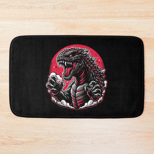 Item preview, A fierce, menacing dragon-like creature roaring against a vibrant red backdrop. designed and sold by beast-net.