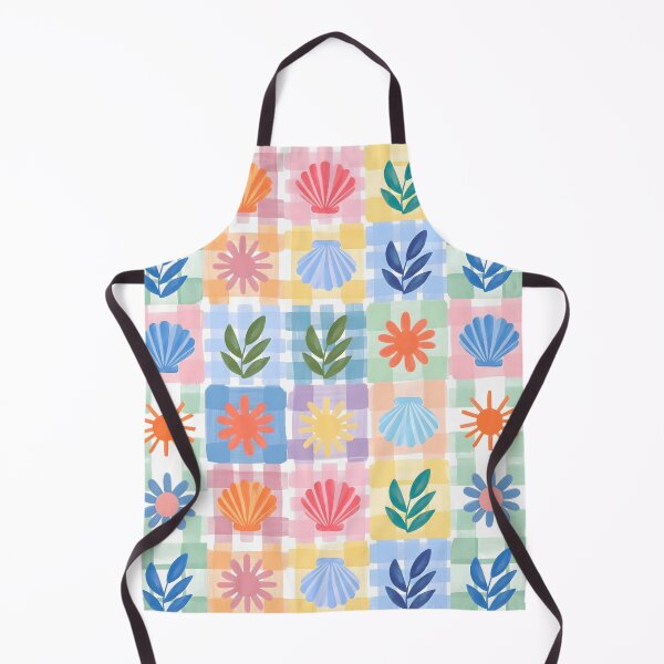 Item preview, Pastel Summer Gingham Patchwork Quilt Seamless Pattern Scallop Seashell Sun Beach designed and sold by FRH Design ⭐⭐⭐⭐⭐.