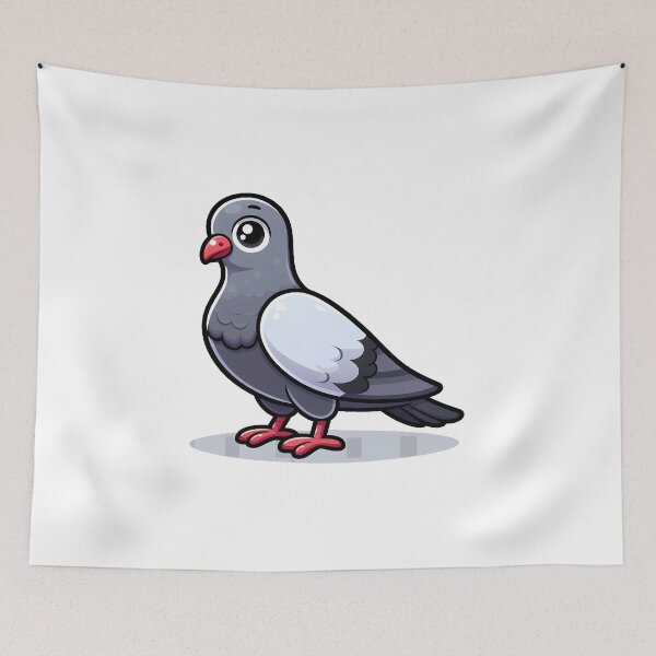 Item preview, Whimsical cartoon pigeon with a cheerful expression and vibrant colors, perfect for playful settings. designed and sold by cave-canvas.